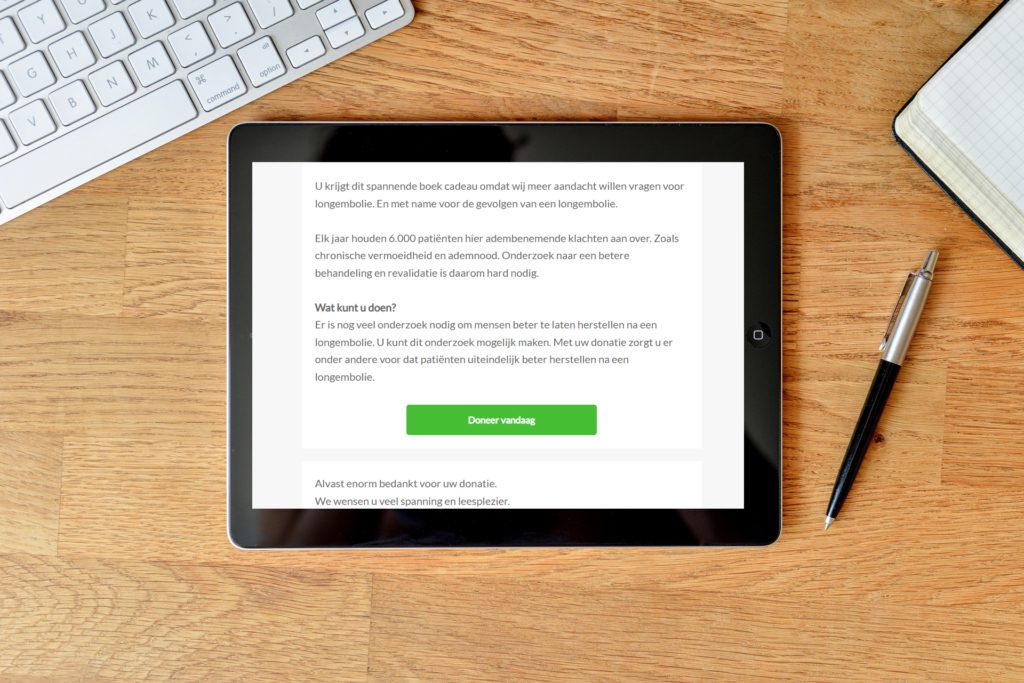 Een stukje uit een opvolgmail van Trombosestichting Nederland