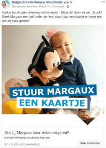 Doorlopend digitaal programma voor het Belgisch Kinder Kanker Steunfonds - Margaux 